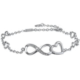 MABELLA 925 Sterling Silver Endless Heart Symbol Charms Adjustable Anklet Bracelet, Gifts for Women