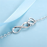 MABELLA 925 Sterling Silver Endless Heart Symbol Charms Adjustable Anklet Bracelet, Gifts for Women