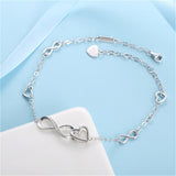 MABELLA 925 Sterling Silver Endless Heart Symbol Charms Adjustable Anklet Bracelet, Gifts for Women