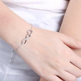 MABELLA 925 Sterling Silver Endless Heart Symbol Charms Adjustable Anklet Bracelet, Gifts for Women