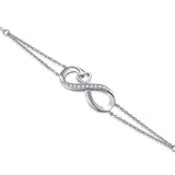 MABELLA Infinity Heart Adjustable Bracelet Double Chain,925 Sterling Silver Endless Love Jewelry Valentines's Day Gifts for Women