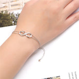 MABELLA Infinity Heart Adjustable Bracelet Double Chain,925 Sterling Silver Endless Love Jewelry Valentines's Day Gifts for Women