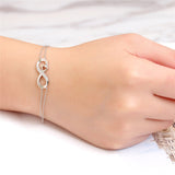 MABELLA Infinity Heart Adjustable Bracelet Double Chain,925 Sterling Silver Endless Love Jewelry Valentines's Day Gifts for Women