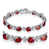 MABELLA Vintage Sparkly CZ Garnet 925 Sterling Silver Tennis Bracelet Christmas Gifts for Women