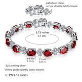 MABELLA Vintage Sparkly CZ Garnet 925 Sterling Silver Tennis Bracelet Christmas Gifts for Women