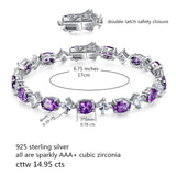 MABELLA Sterling Silver Cubic Zirconia Amethyst Tennis Bracelets Girls Christmas Gifts for Women