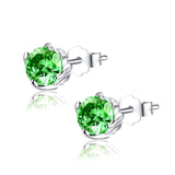 MABELLA Sterling Silver 1.0 cttw Round Shaped Created Gemstone Stud Earrings