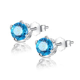 MABELLA Sterling Silver 1.0 cttw Round Shaped Created Gemstone Stud Earrings