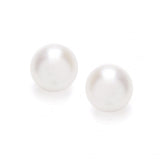 MABELLA 925 Sterling Silver Genuine Freshwater Cultured Pearl White Button Stud Earrings for Women