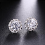 MABELLA Sterling Silver Cz Halo Stud Earrings Round Cubic Zirconia Gifts for Womens Sensitive Ears