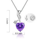 MABELLA Sterling Silver Jewelry 4.0 CTW Simulated Gemstone Pendant Heart Necklace, Gifts for Women