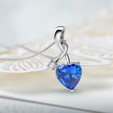 MABELLA Sterling Silver Jewelry 4.0 CTW Simulated Gemstone Pendant Heart Necklace, Gifts for Women