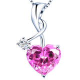 MABELLA Sterling Silver Jewelry 4.0 CTW Simulated Gemstone Pendant Heart Necklace, Gifts for Women