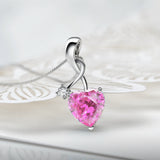 MABELLA Sterling Silver Jewelry 4.0 CTW Simulated Gemstone Pendant Heart Necklace, Gifts for Women