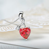 MABELLA Sterling Silver Jewelry 4.0 CTW Simulated Gemstone Pendant Heart Necklace, Gifts for Women