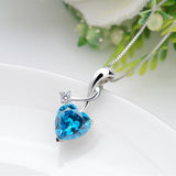 MABELLA Sterling Silver Jewelry 4.0 CTW Simulated Gemstone Pendant Heart Necklace, Gifts for Women