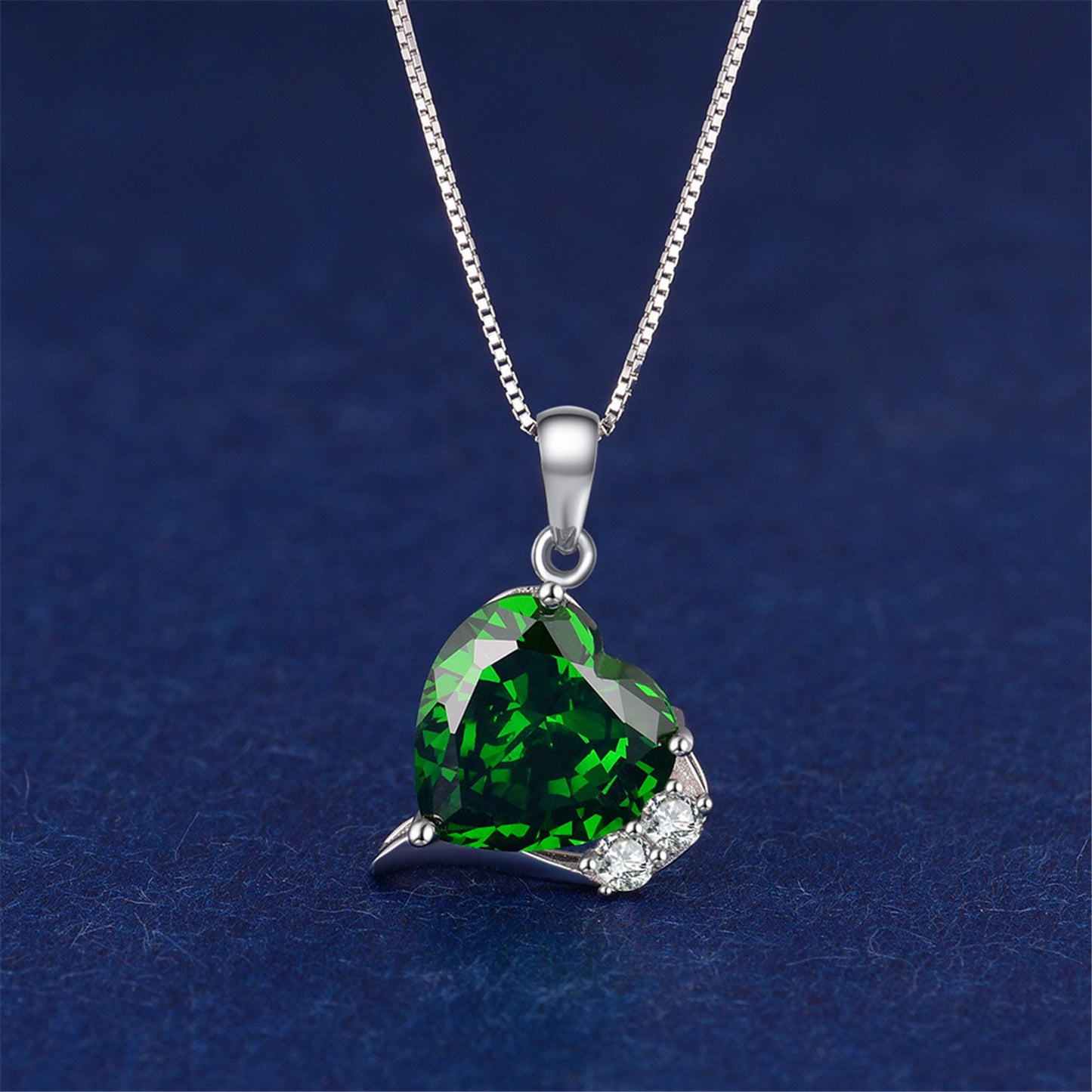 MABELLA Sterling Silver Heart 6.06 CTW Simulated Gemstone Pendant Necklace 18", Gifts for Women