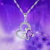MABELLA Purple Heart Pendant Sterling Silver Simulated Amethyst Necklace, Christmas Gifts for Women