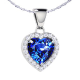MABELLA Sterling Silver Heart 1.6 CTW Simulated Gemstone Pendant Necklace, Birthday Gifts for Women