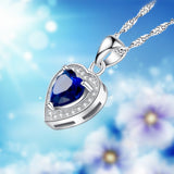 MABELLA Sterling Silver Heart 1.6 CTW Simulated Gemstone Pendant Necklace, Birthday Gifts for Women