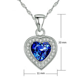 MABELLA Sterling Silver Heart 1.6 CTW Simulated Gemstone Pendant Necklace, Birthday Gifts for Women