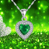 MABELLA Sterling Silver Heart 1.6 CTW Simulated Gemstone Pendant Necklace, Birthday Gifts for Women