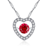 MABELLA Sterling Silver 0.5 ct Round Shaped Cubic Zirconia Heart Style Dancing Pendant Necklace, 18"