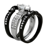 His and Hers Couples Rings Black Stainless Steel Wedding Engagement Ring Bridal Sets Mens Band