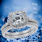MABELLA Women's 1.8 CTW Princess Cut 925 Sterling Silver CZ Wedding Engagement Ring Set