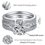 MABELLA Sterling Silver Cubic Zirconia Wedding Rings Set, Marrige Anniversary Gifts for Women