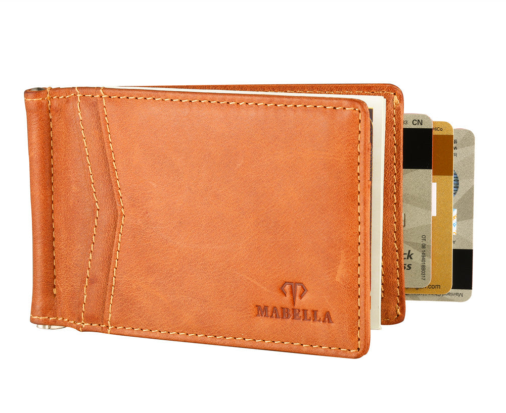 MABELLA RFID Blocking Slim Minimalist Thin Bifold Wallet For Men Front Pocket Money Clip