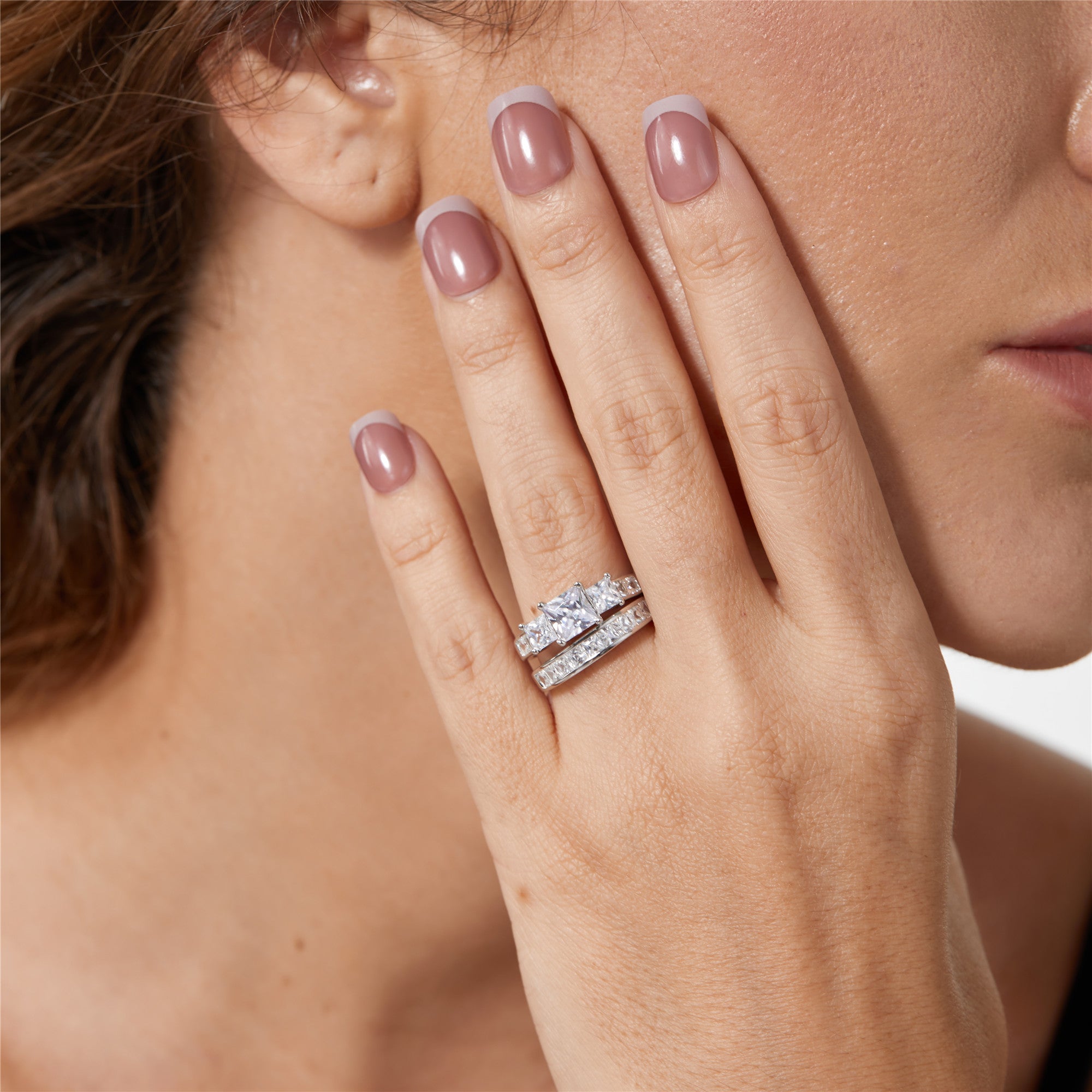 Princess Cut Ring 925 Silver Plated Engagement Rings Princess Cut