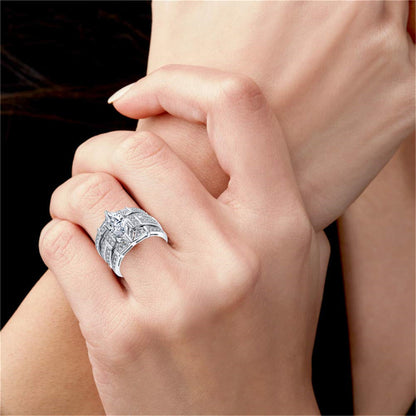 MABELLA Trio Sterling Silver Cubic Zirconia Cz Marquise Wedding Ring Set Anniversary Gifts for Women