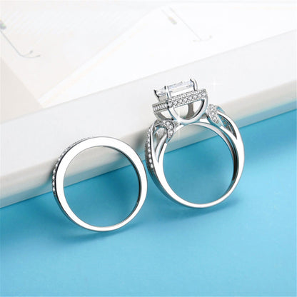 MABELLA Princess Cut Infinity 925 Sterling Silver Wedding Ring Set