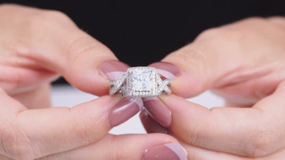 MABELLA Princess Cut Infinity 925 Sterling Silver Wedding Ring Set