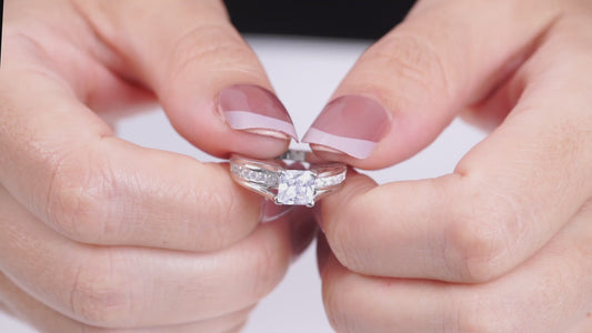 MABELLA 925 Sterling Silver Cubic Zirconia Princess Cut Women's Wedding Engagement Bridal Ring Set