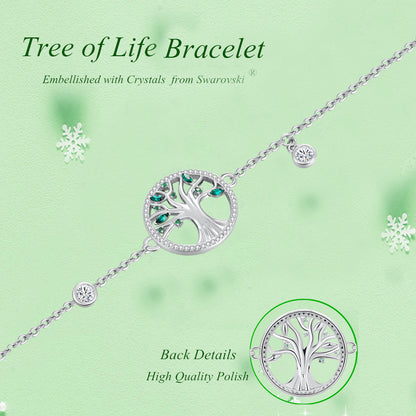 MABELLA Tree of Life Adjustable Bracelets Embellished with Crystals from Swarovski,Gifts for Women