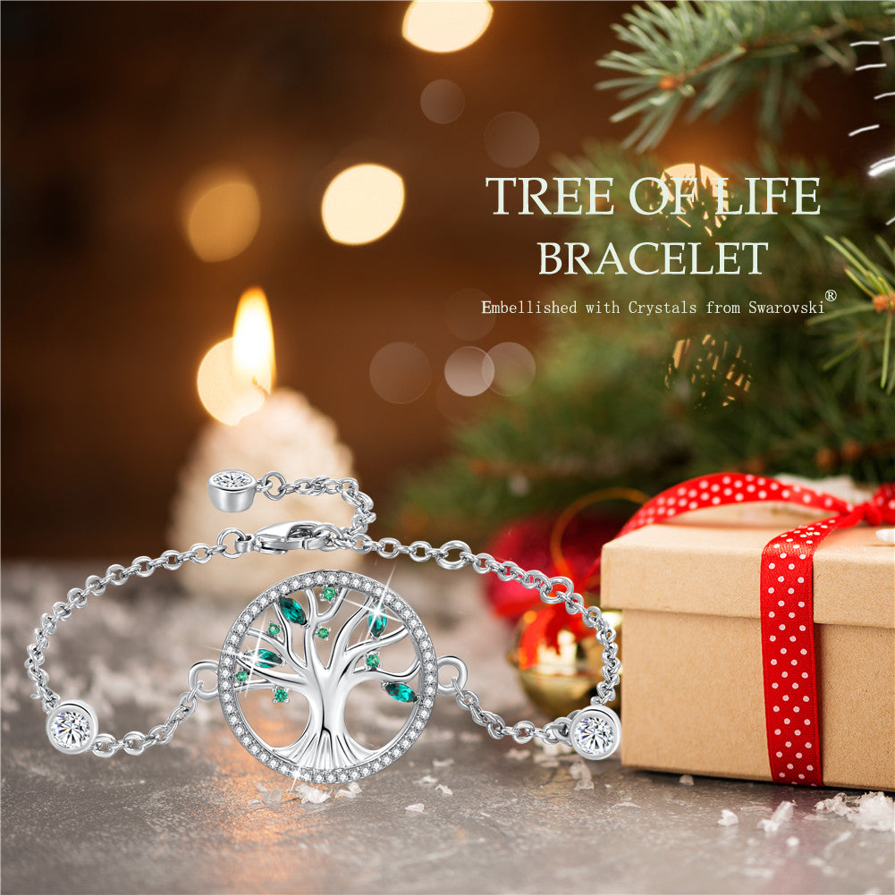 MABELLA Tree of Life Adjustable Bracelets Embellished with Crystals from Swarovski,Gifts for Women