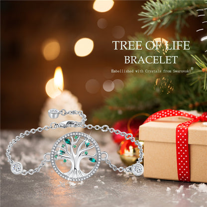 MABELLA Tree of Life Adjustable Bracelets Embellished with Crystals from Swarovski,Gifts for Women