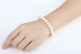 MABELLA 14K Solid White Gold Freshwater Cultured 8.0-8.5mm White Pearl Strand Bracelet-7.5inch