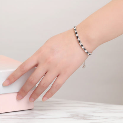 MABELLA 925 Sterling Silver Adjustable Tennis Bracelet Black & White CZ Jewelry Gifts for Women