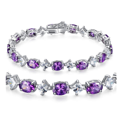 MABELLA Sterling Silver Cubic Zirconia Amethyst Tennis Bracelets Girls Christmas Gifts for Women
