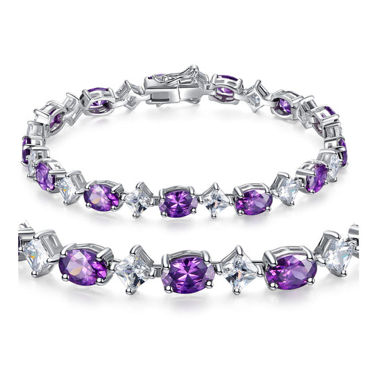 MABELLA Sterling Silver Cubic Zirconia Amethyst Tennis Bracelets Girls Christmas Gifts for Women