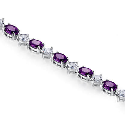 MABELLA Sterling Silver Cubic Zirconia Amethyst Tennis Bracelets Girls Christmas Gifts for Women