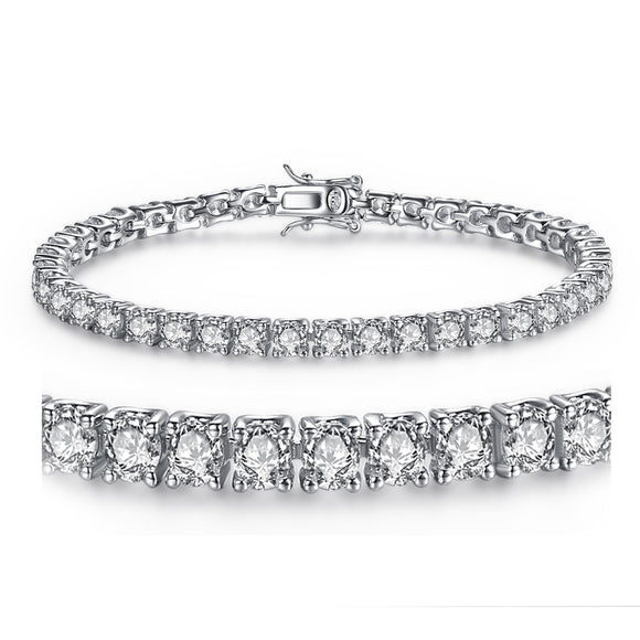 MABELLA White Round Cubic Zirconia Tennis Bracelets 7/7.5 Inches Silver Christmas Gifts for Girls