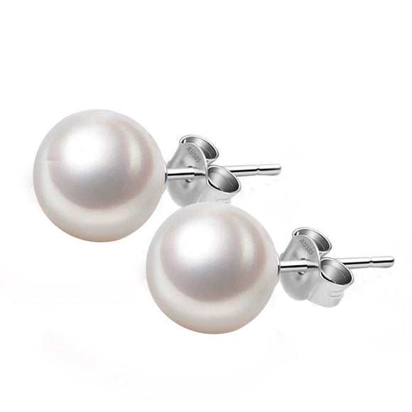 MABELLA 14K Gold AAA+ Handpicked Round Genuine Nature Freshwater Cultured Pearl Earrings for Women