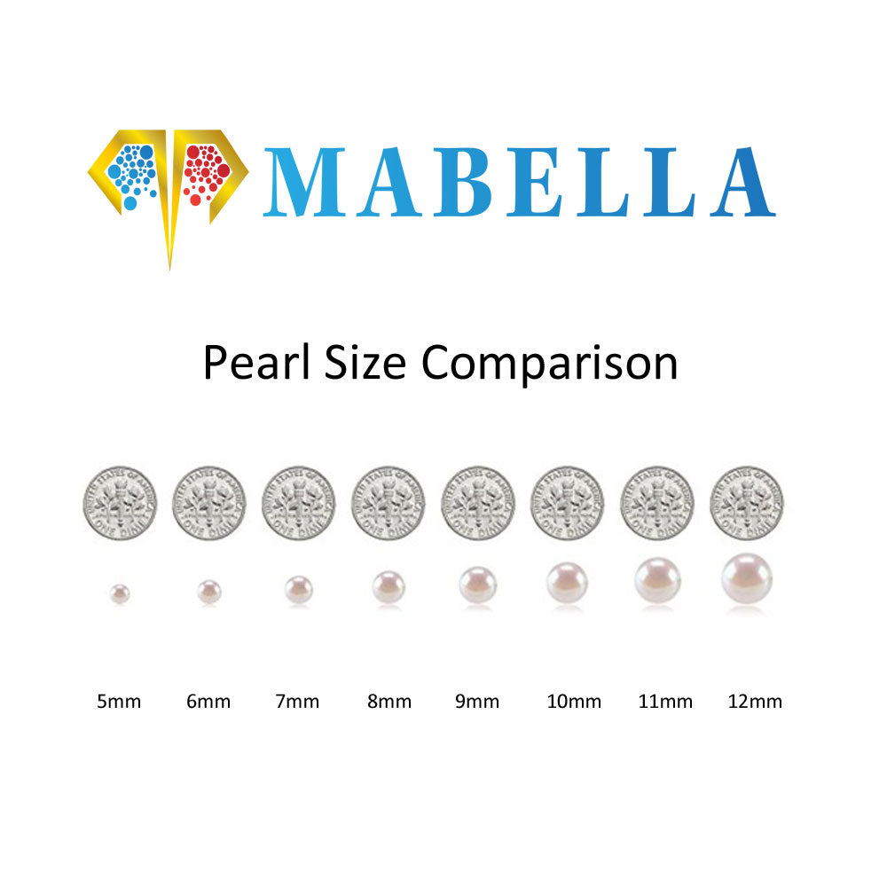 MABELLA 14K Gold AAA+ Handpicked Round Genuine Nature Freshwater Cultured Pearl Earrings for Women