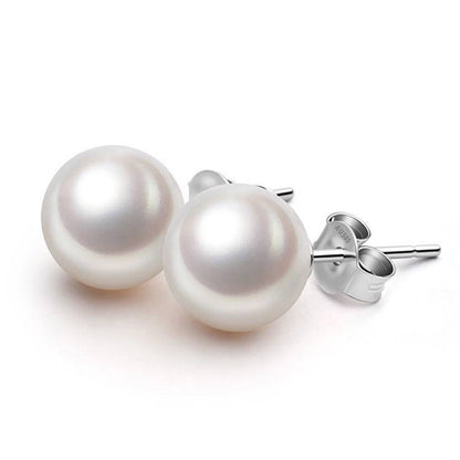 MABELLA 14K Gold AAA+ Handpicked Round Genuine Nature Freshwater Cultured Pearl Earrings for Women