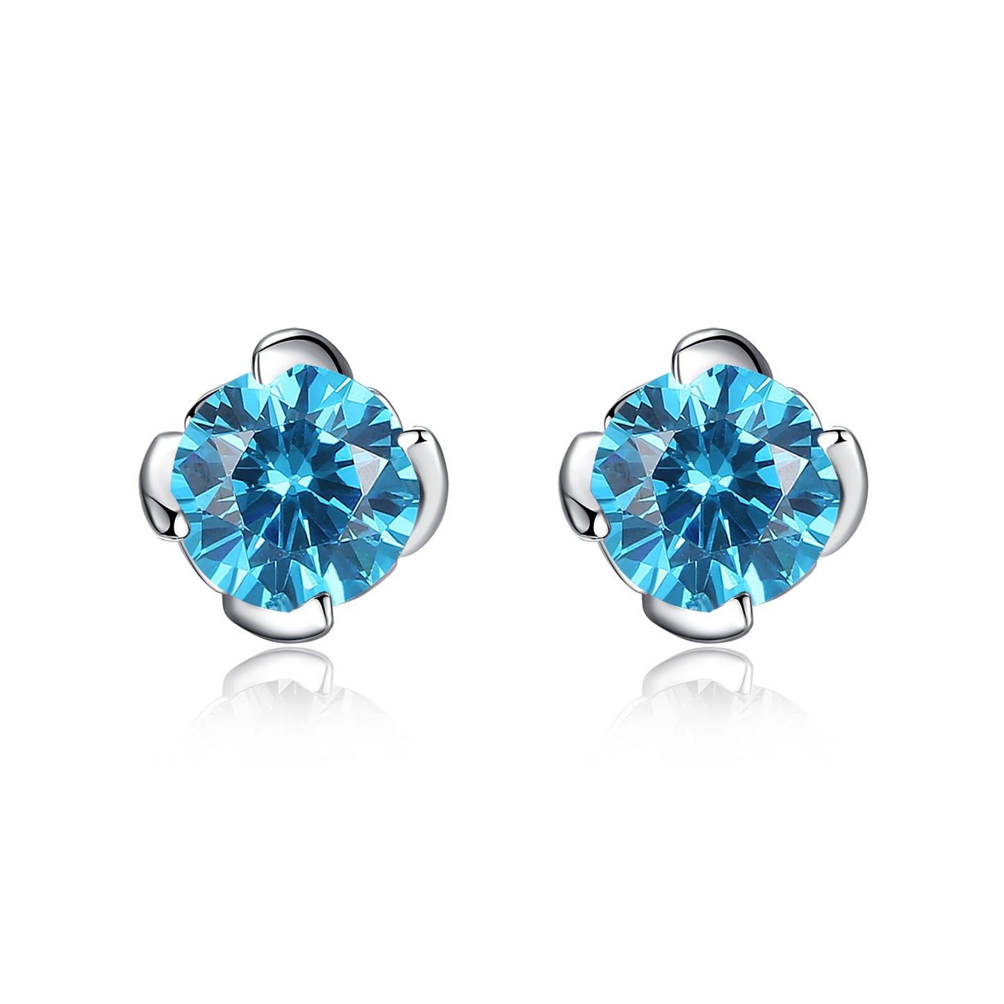 MABELLA Sterling Silver 1.0 cttw Round Shaped Created Gemstone Stud Earrings