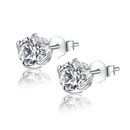 MABELLA Sterling Silver 1.0 cttw Round Shaped Created Gemstone Stud Earrings